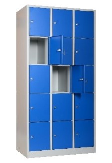 Kleedkamerkast, 3 kasten 300 mm, 5 hoog