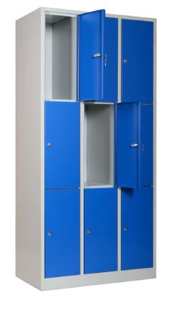 Kleedkamerkast, 3 kasten 300 mm, 3 hoog