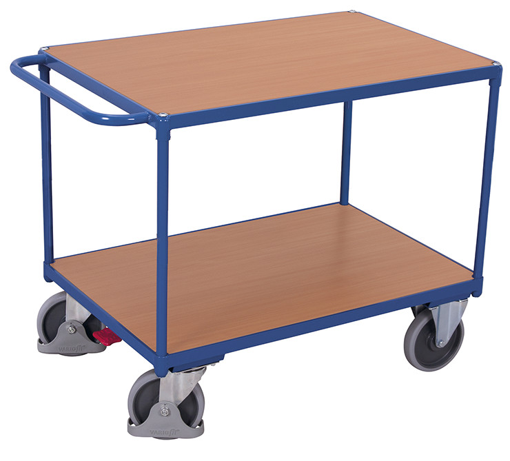 [sw‑500.504] Zware tafelwagen met 2 laadvlakken - Variofit (850 x 500 mm, RAL 5010)