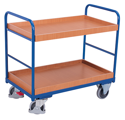 [sw-500.208] Lage etagewagen met 2 kuiplegborden - Variofit (815 x 455 mm, RAL 5010)