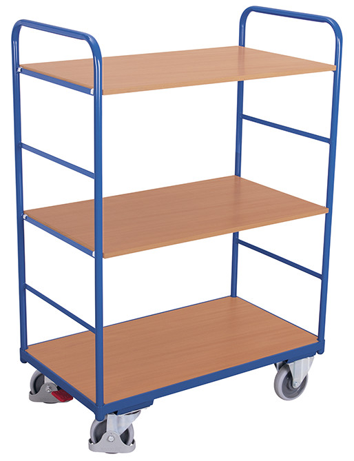 [sw-500.211] Hoge etagewagen met 3 legborden - Variofit (850 x 500 mm, RAL 5010)