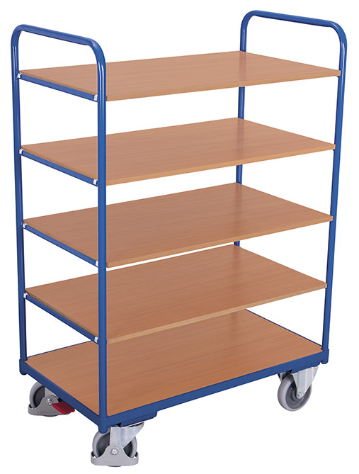 [sw-500.212] Hoge etagewagen met 5 legborden - Variofit (850 x 500 mm, RAL 5010)