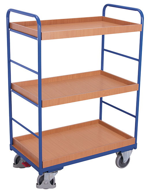 [sw-500.213] Hoge etagewagen met 3 kuiplegborden - Variofit (815 x 455 mm, RAL 5010)