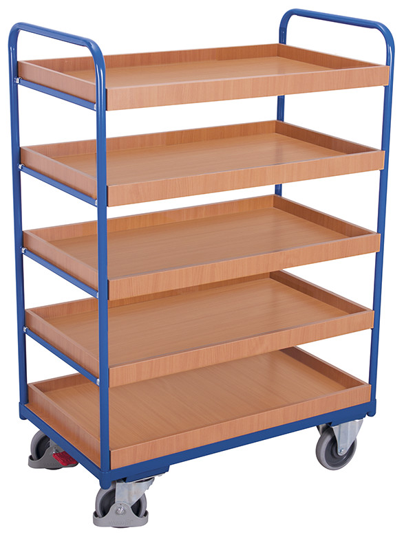 [sw-500.214] Hoge etagewagen met 5 kuiplegborden - Variofit (815 x 455 mm, RAL 5010)