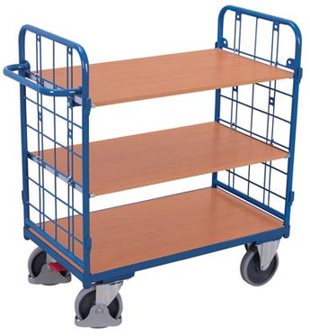 [sw-500.235] Lage etagewagen met 3 legborden - Variofit (850 x 500 mm, RAL 5010)
