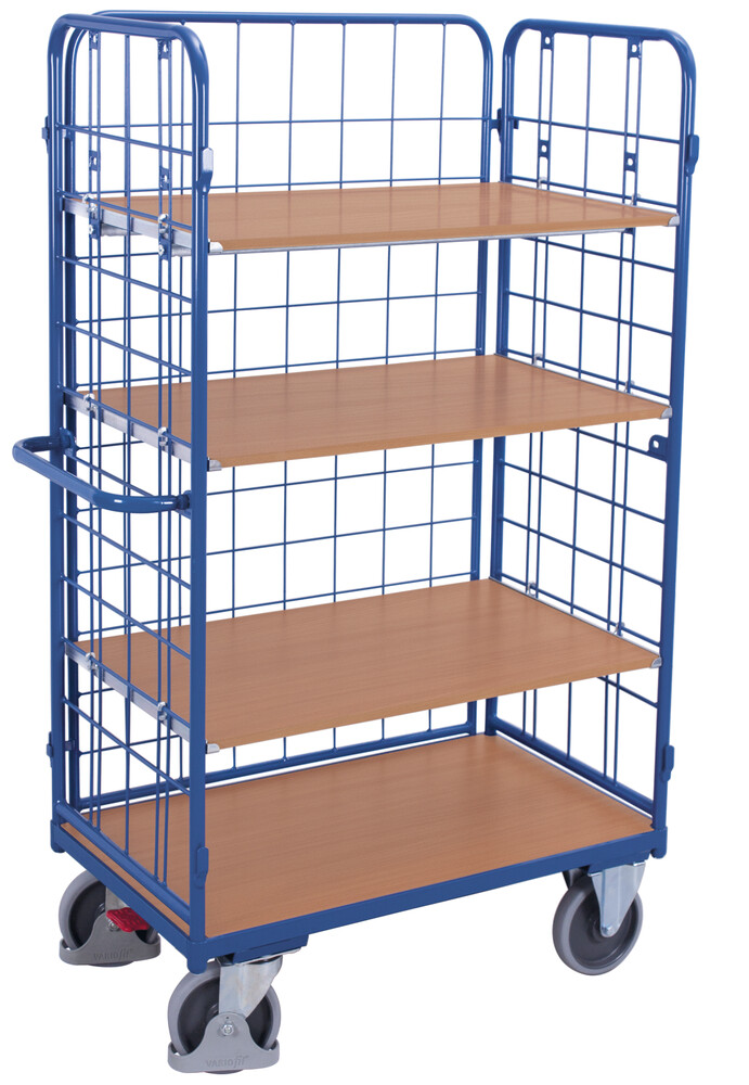 [sw-500.304] Hoge etagewagen met 4 legborden - Variofit (850 x 500 mm, RAL 5010)