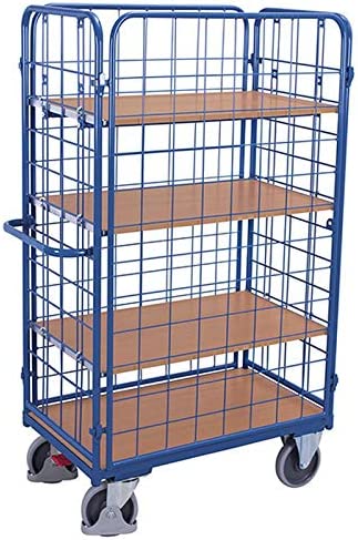 [sw-500.311] Hoge etagewagen met 4 legborden - Variofit (850 x 500 mm, RAL 5010)