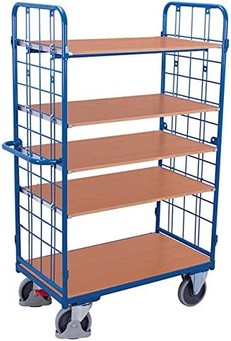 [sw-500.237] Hoge etagewagen met 5 legborden - Variofit (850 x 500 mm, RAL 5010)