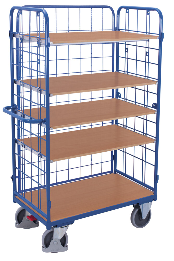 [sw-500.305] Hoge etagewagen met 5 legborden - Variofit (850 x 500 mm, RAL 5010)