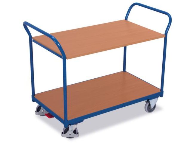 [sw-500.502] Tafelwagen met 2 duwbeugels - Variofit (850 x 500 mm, RAL 5010)