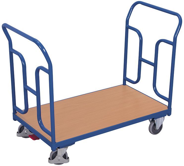[sw-500.219] Dubbelzijdige magazijnwagen met gebogen buizen - Variofit (850 x 500 mm, RAL 5010)