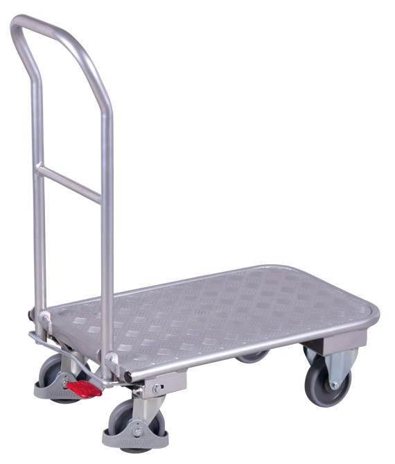 [ap-450.803] Aluminium opklapbare magazijnwagen met duwbeugel - Variofit (720 x 450 mm )