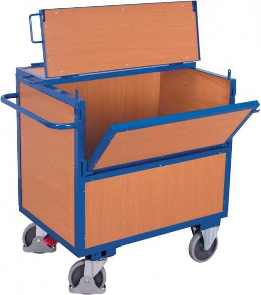 [sw-700.407] Bakwagen met houten wand en deksel, gelast - Variofit (970 x 670 mm, RAL 5010)