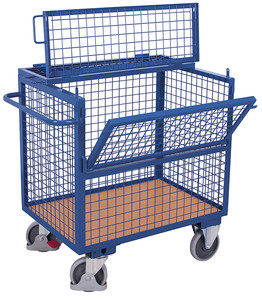 [sw-700.405] Bakwagen met gaas en deksel, gelast - Variofit (975 X 680 mm, RAL 5010)