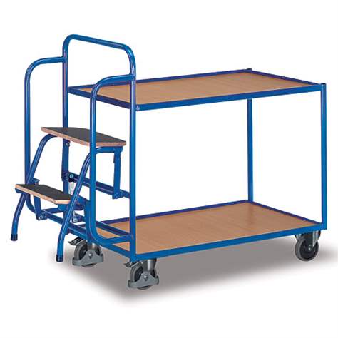 [sw-600.614] Orderverzamelwagen met 2 legborden, laag - Variofit (RAL 5010)