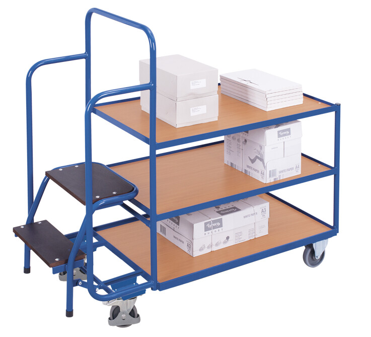 [sw-600.615] Orderverzamelwagen met 3 legborden, laag - Variofit (RAL 5010)