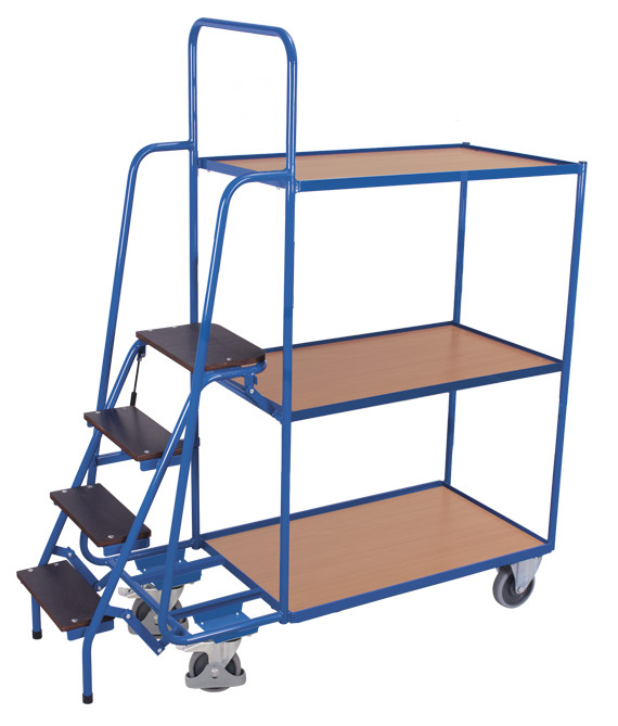 [sw-600.616] Orderverzamelwagen met 3 legborden, hoog - Variofit (RAL 5010)