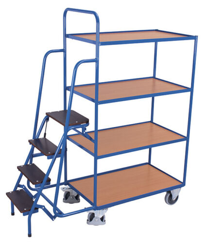 [sw-600.617] Orderverzamelwagen met 4 legborden, hoog - Variofit (RAL 5010)