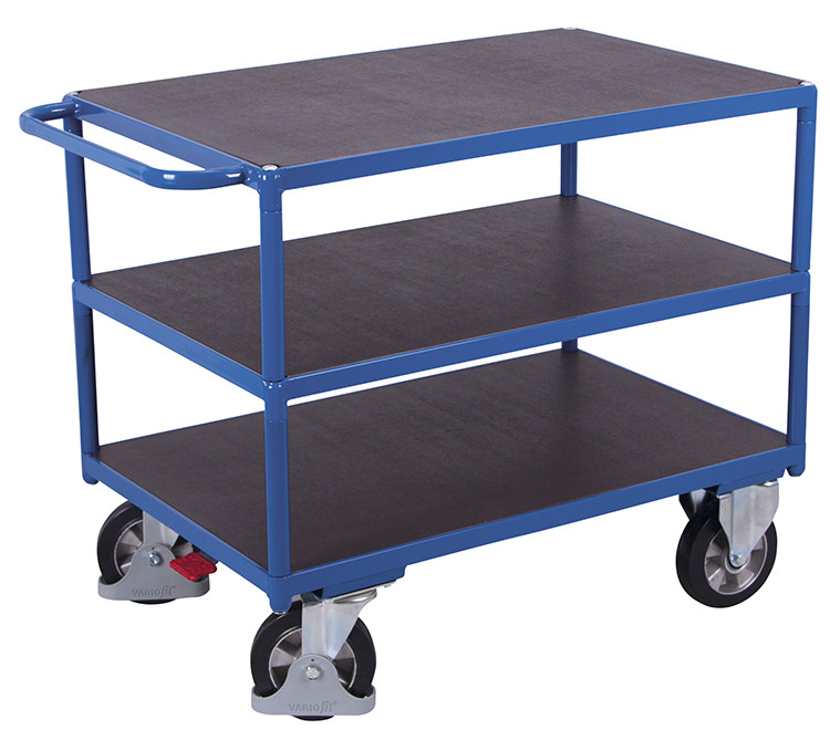 [sw-700.617] Zware tafelwagen met 3 laadvlakken - Variofit (995 x 700 mm, RAL 5010)
