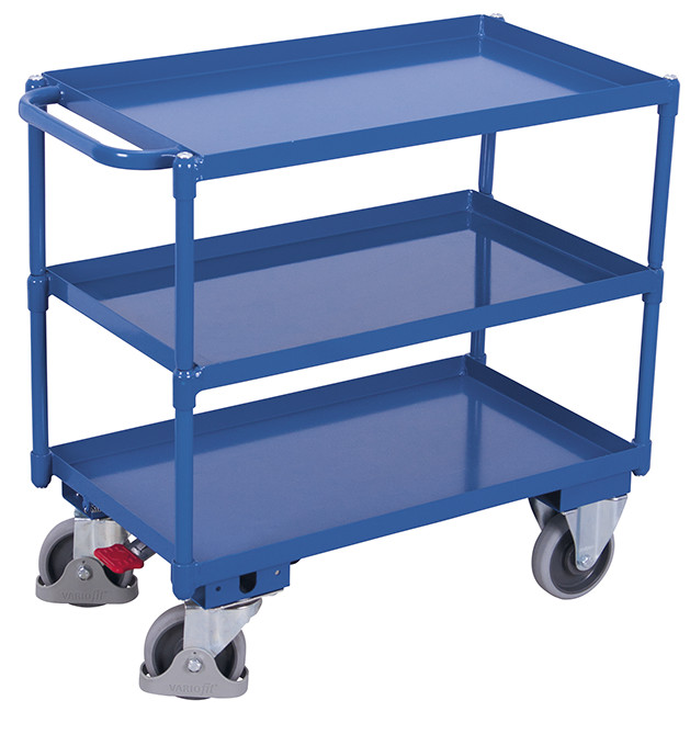 [sw-500.610] Tafelwagen met 3 oliebestendige laadvlakken - Variofit (845 x 495 mm, RAL 5010)