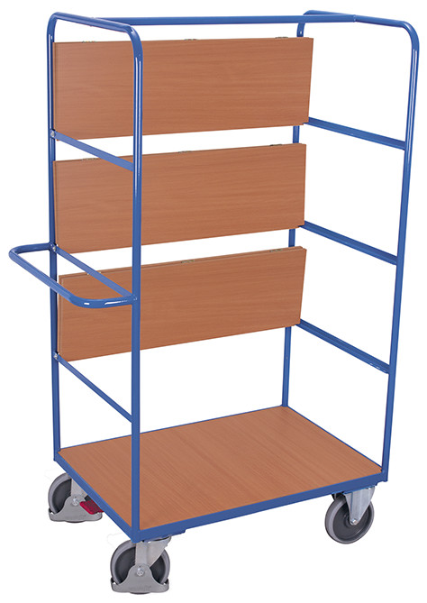 [sw-700.238] Hoge etagewagen met opklapbare schappen - Variofit (975 x 700 mm, RAL 5010)
