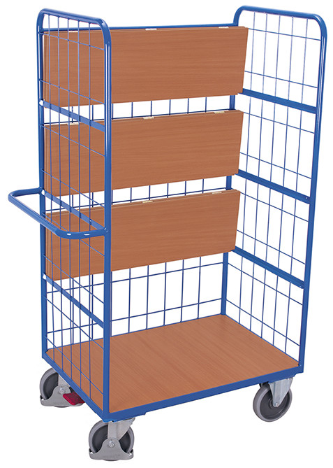 [sw-700.250] Hoge etagewagen met opklapbare schappen - Variofit (975 x 700 mm, RAL 5010)