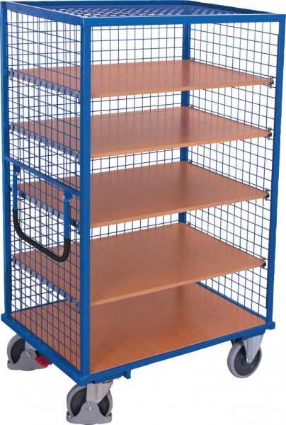 [sw-700.410] Etagewagen vast gelast met 5 legborden - Variofit (1045 x 685 mm, RAL 5010)