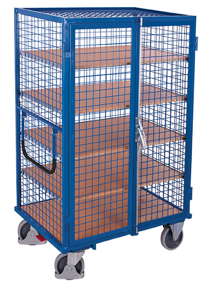 [sw-700.411] Etagewagen vast gelast met 5 legborden - Variofit (1045 x 685 mm, RAL 5010)