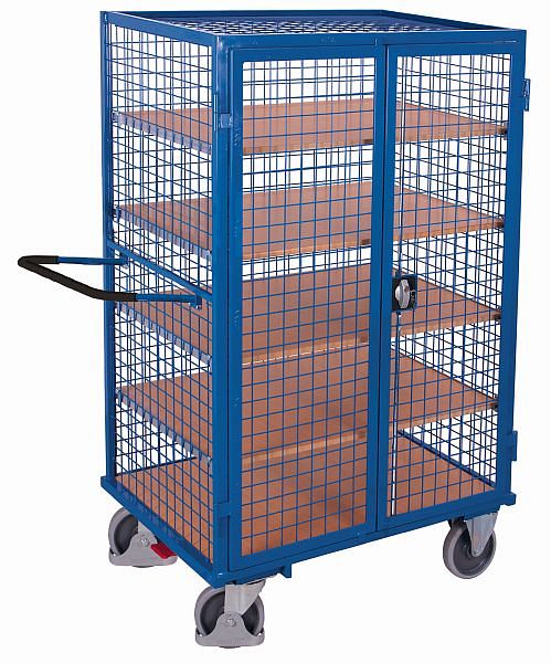 [sw-700.987] Etagewagen vast gelast met 5 legborden - Variofit (1045 x 685 mm, RAL 5010)
