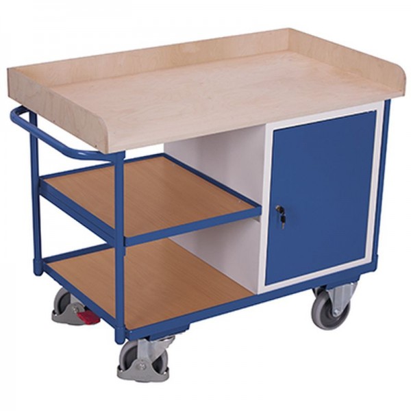 [sw-600.610] werkplaatswagen met 3 laadvlakken en werkblad - Variofit (RAL 5010)