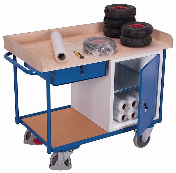 [sw-600.611] werkplaatswagen met 2 laadvlakken en werkblad - Variofit (RAL 5010)