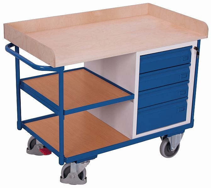 [sw-600.612] werkplaatswagen met 3 laadvlakken en werkblad - Variofit (RAL 5010)