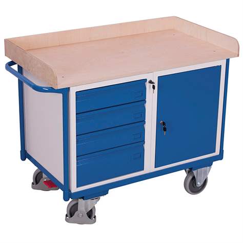[sw-600.613] Werkplaatswagen met werkblad - Variofit (RAL 5010)