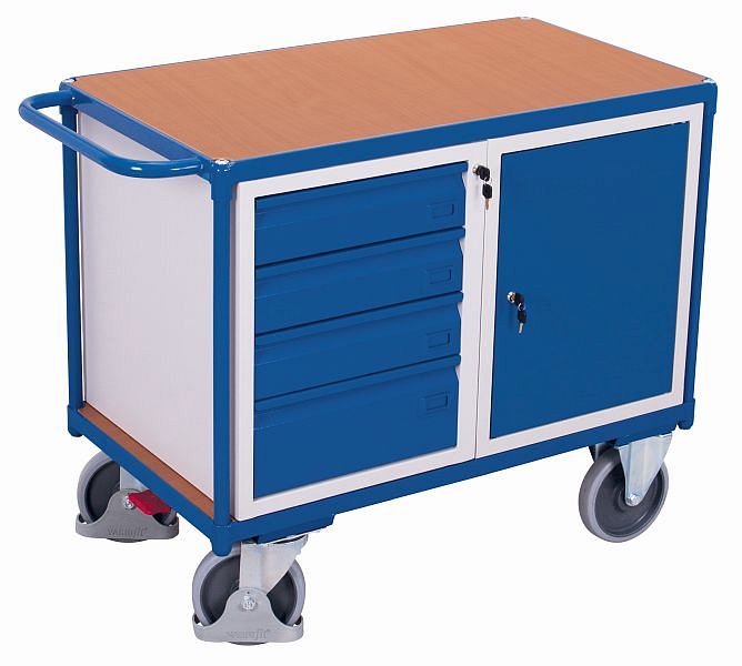 [sw-600.698] Zware werkplaatswagen met 1 laadvlak - Variofit (RAL 5010)