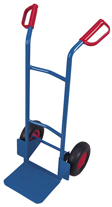 [sk‑710.015] Stalen steekwagen - Variofit (RAL 5010, Luchtbanden)