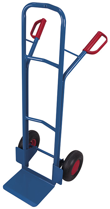[sk‑710.010] Stalen steekwagen - Variofit (RAL 5010, Luchtbanden)