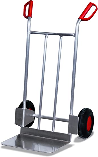 [ap‑710.205] Aluminium steekwagen met grote plaat - Variofit (Luchtbanden)