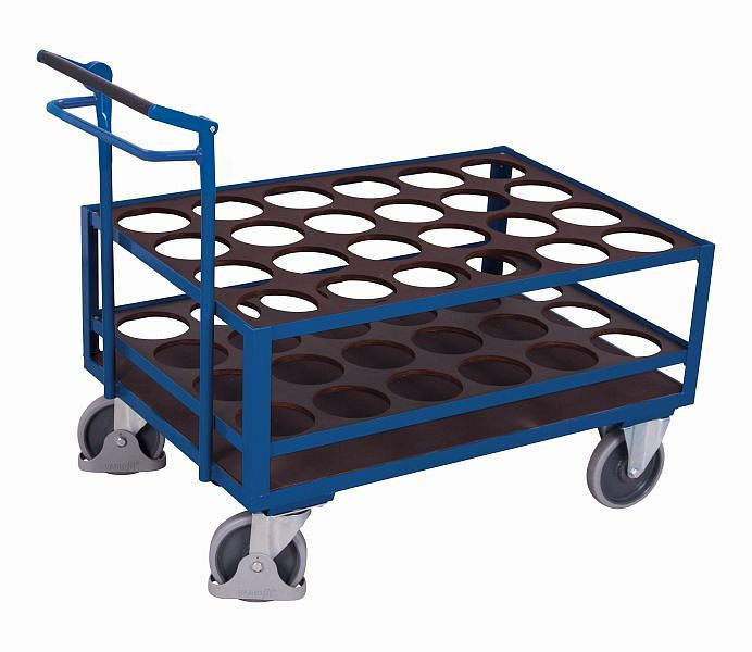 [sw‑700.287] Stalen gasflessensteekwagen met dodemansrem - Variofit (RAL 5010)