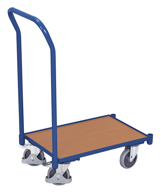 [sw‑410.011] Eurosysteem wagen met bord (rand 10 mm) en duwbeugel - Variofit (RAL 5010)