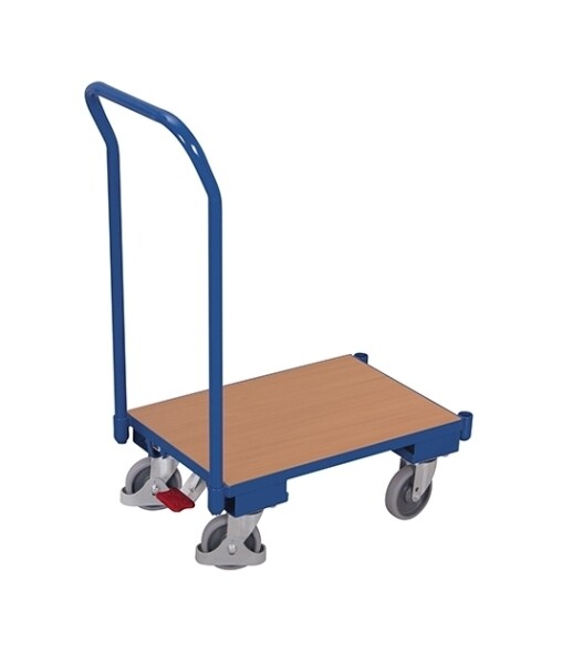 [sw‑410.079] Eurosysteem wagen met plank en duwbeugel + centraal remsysteem - Variofit (RAL 5010)