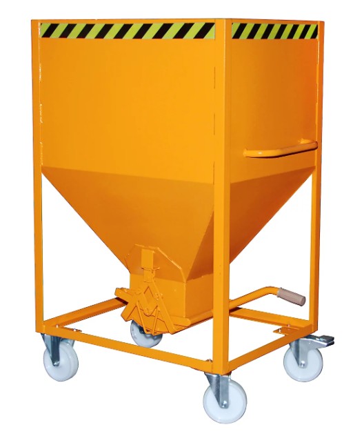 [4437-06-0000-1] Silocontainer met schaarsluiting (RAL 2000, 600, Met wielen)