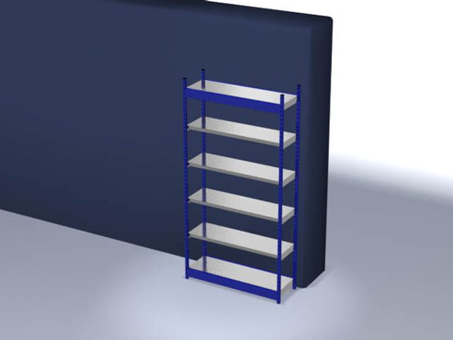 Basisrek, gedemonteerd, RFG 254013 ME, 6 legborden 2500 x 400 x 1325 mm - gentiaanblauw / gegalvaniseerd - 