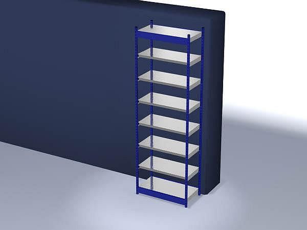 Basisrek, gedemonteerd, RFG 305010 ME, 7 legborden 3000 x 500 x 1025 mm - gentiaanblauw / gegalvaniseerd - 