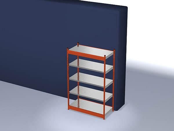 Basisrek, gedemonteerd, ROG 206013 ME, 5 legborden 2000 x 600 x 1325 mm - puur oranje / gegalvaniseerd - 