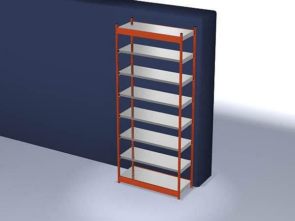 Basisrek, gedemonteerd, ROG 305013 ME, 7 legborden 3000 x 500 x 1325 mm - puur oranje / gegalvaniseerd - 