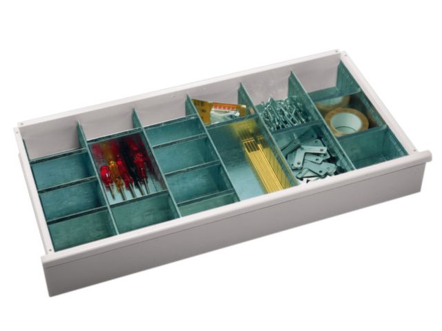 [ZST994206-HO] Troggenset ZST 994206-HO bestaande uit: elk 6 troggen 145 x 70 x 438 mm B/H/L en 12 verdelers - hoogte 70 mm van plaatstaal, verzinkt voor 100 mm paneelhoogte