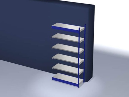 [RFA255013ME] Aanbouwrek, gedemonteerd, RFA 255013 ME, 6 legborden 2500 x 500 x 1325 mm - gentiaanblauw / gegalvaniseerd - 