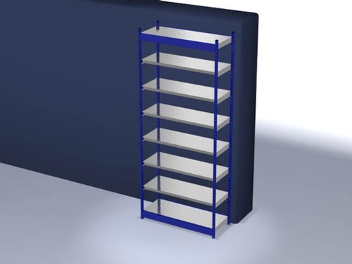 [RFG305013ME] Basisrek, gedemonteerd, RFG 305013 ME, 7 legborden 3000 x 500 x 1325 mm - gentiaanblauw / gegalvaniseerd - 