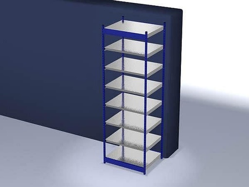 [RFG308010ME] Basisrek, gedemonteerd, RFG 308010 ME, 7 legborden 3000 x 800 x 1025 mm - gentiaanblauw / gegalvaniseerd - 